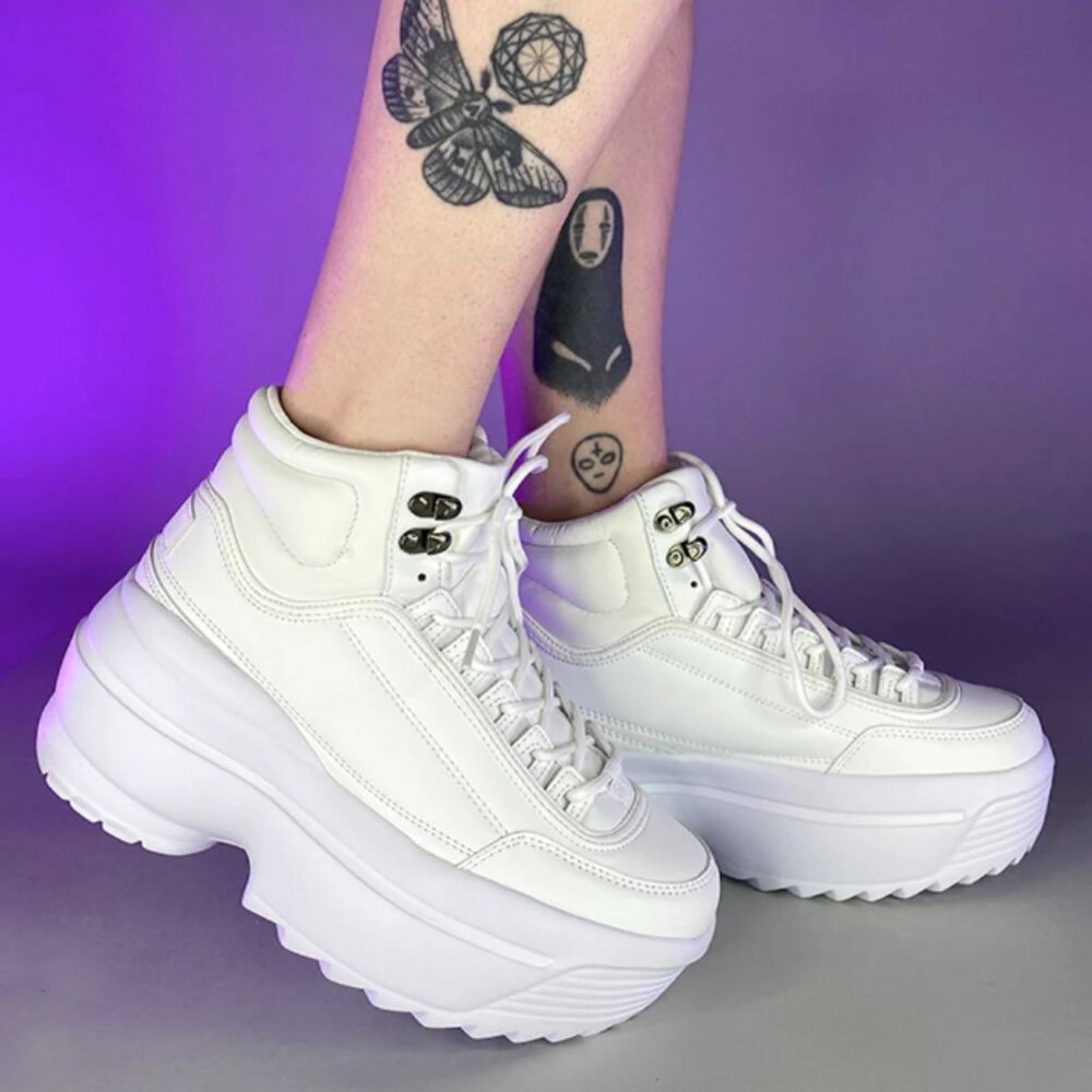 White High Livin' Women's Hi Top Sneakers Rave Wonderland
